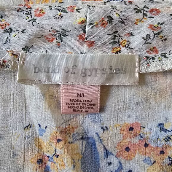 Band Of Gypsies Floral Kimono Cardigan M/L Flowing Open Front Lightweight - Picture 3 of 4